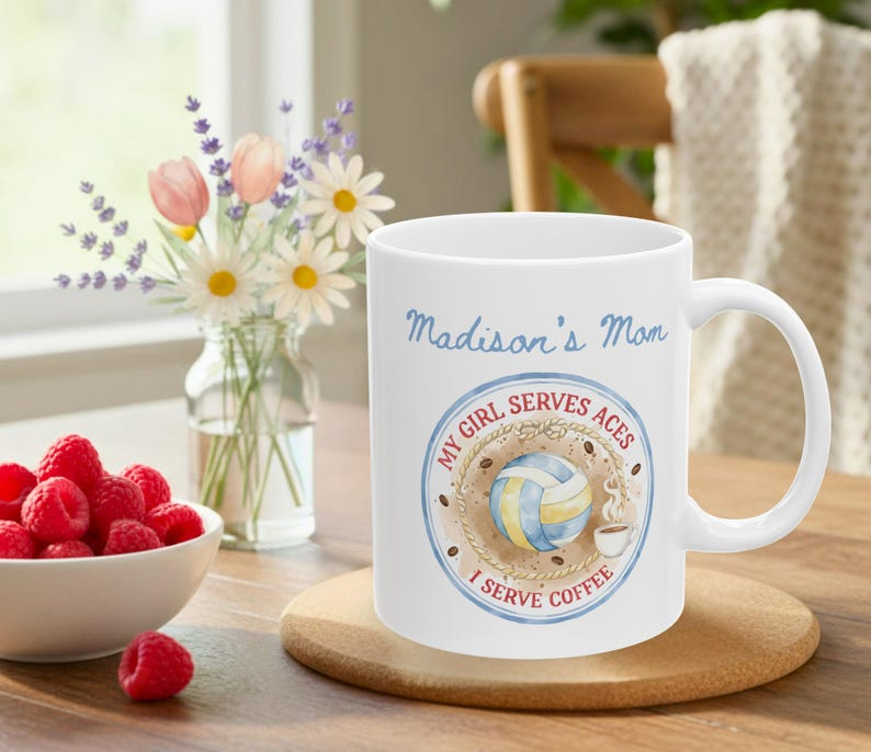 Volleyball Mom Personalized Coffee Mug, 11oz or 15oz sizes, Coffee Lover Gift, Team Spirit Present