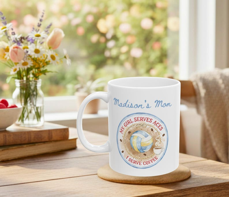 Volleyball Mom Personalized Coffee Mug, 11oz or 15oz sizes, Coffee Lover Gift, Team Spirit Present