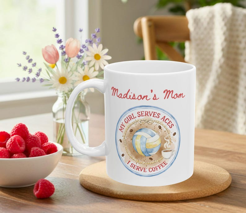 Volleyball Mom Personalized Coffee Mug, 11oz or 15oz sizes, Coffee Lover Gift, Team Spirit Present