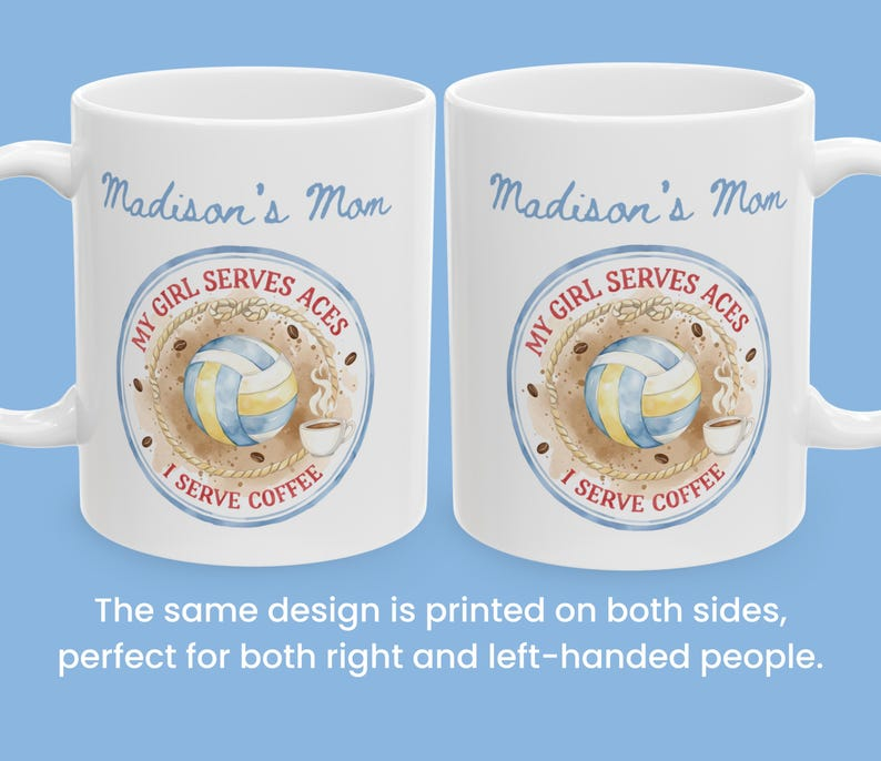 Volleyball Mom Personalized Coffee Mug, 11oz or 15oz sizes, Coffee Lover Gift, Team Spirit Present