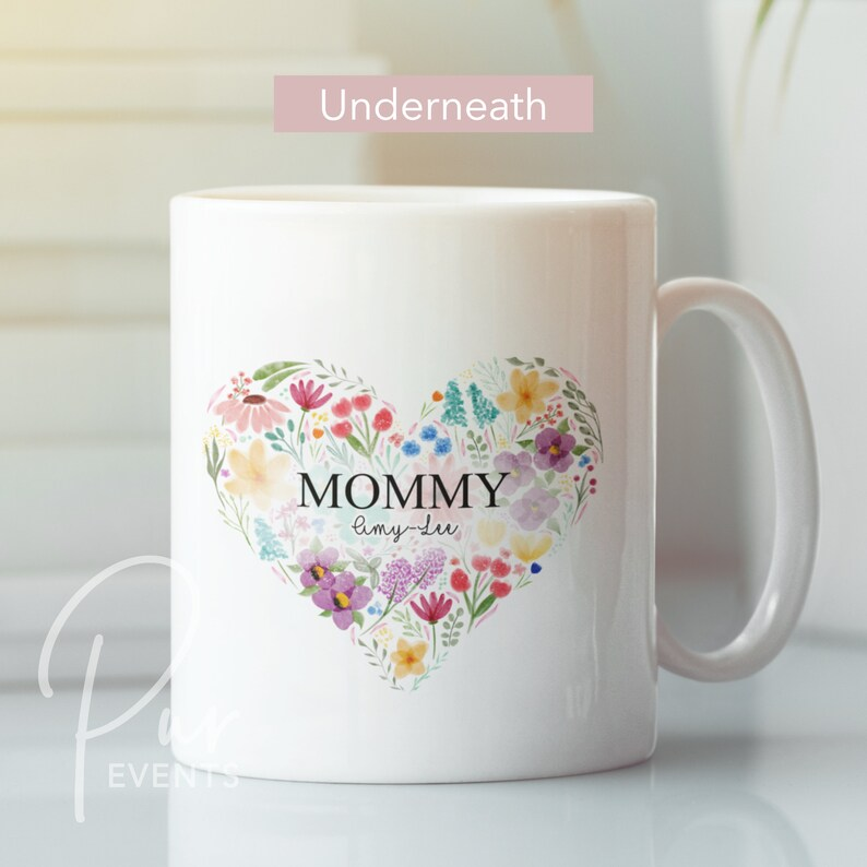 Mama or Mommy Floral Hearts Mug – 11oz Coffee Cup | Mother’s Day, Valentine’s & Birthday Gift for Mom