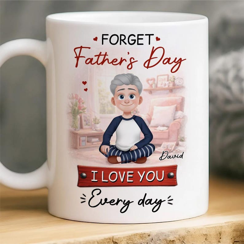 Personalized Coffee Mug for Mom, Mother’s Day Keepsake, Custom Name Illustration Mug, “I Love You Every Day” Gift for Mom, Mama Mug