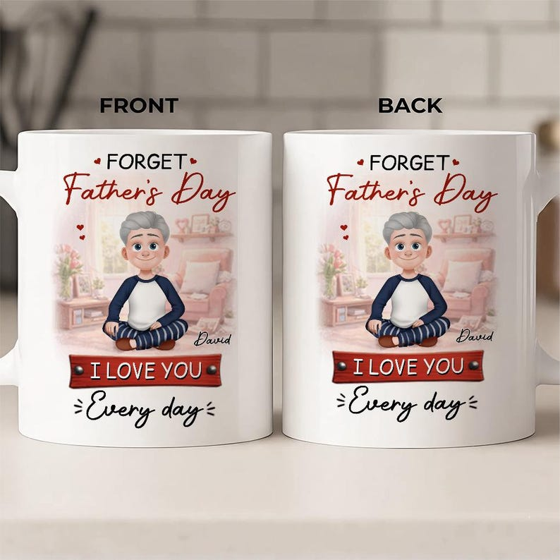 Personalized Coffee Mug for Mom, Mother’s Day Keepsake, Custom Name Illustration Mug, “I Love You Every Day” Gift for Mom, Mama Mug