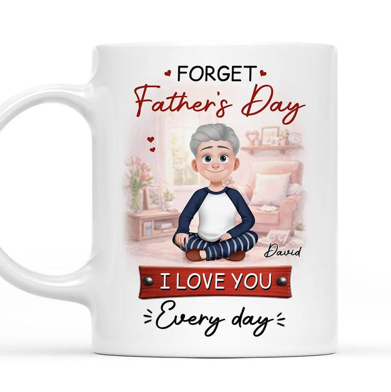 Personalized Coffee Mug for Mom, Mother’s Day Keepsake, Custom Name Illustration Mug, “I Love You Every Day” Gift for Mom, Mama Mug