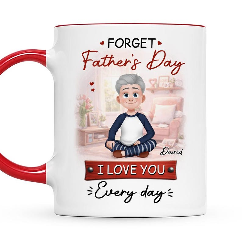 Personalized Coffee Mug for Mom, Mother’s Day Keepsake, Custom Name Illustration Mug, “I Love You Every Day” Gift for Mom, Mama Mug