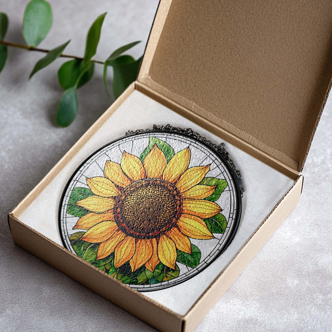 Sunflower Glass Suncatcher Floral Pendant Window Hanging, Sunflower Glass Mother's Day Gift Window Decor, Sunflower Suncatcher, Grandma Gift