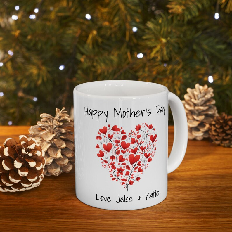 Personalized Love Heart Ceramic Mug – Custom Text Gift for Mom or Wife, Mother’s Day & Anniversary Present