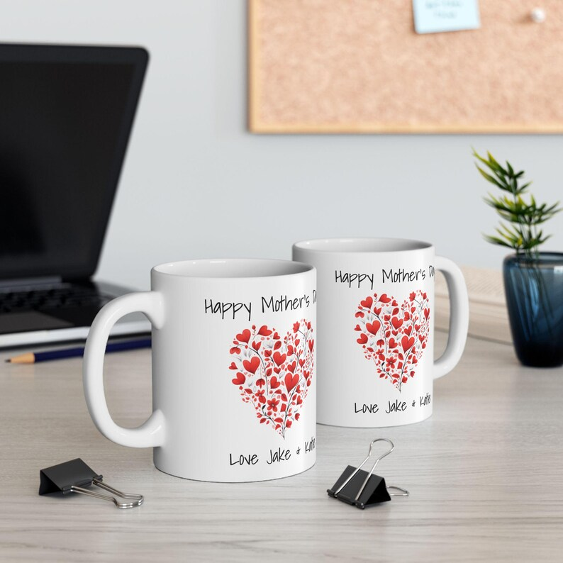 Personalized Love Heart Ceramic Mug – Custom Text Gift for Mom or Wife, Mother’s Day & Anniversary Present