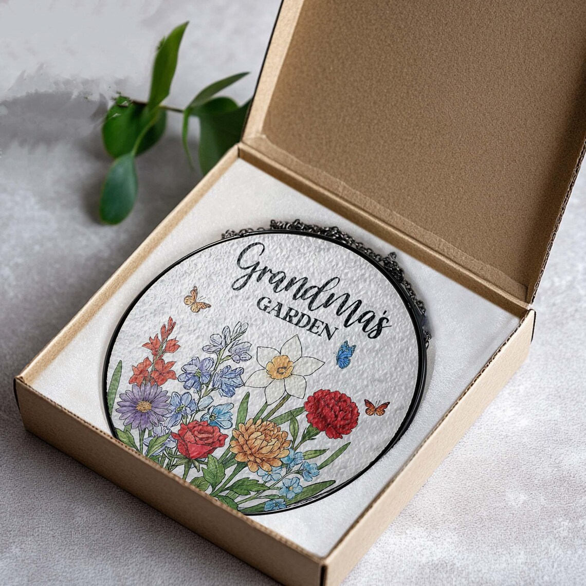 Custom Family Birth Flowers Glass Suncatcher Mother's Day Gift, Grandma's Garden Flower Glass Art, Birth Flower Housewarming Gift Home Decor