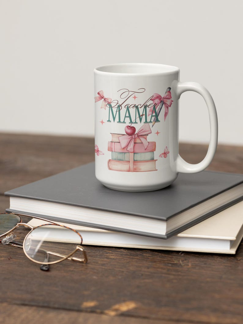 Personalized Teacher Mom Mug – Custom Gift for Educator Mama, Coquette Mother’s Day Present