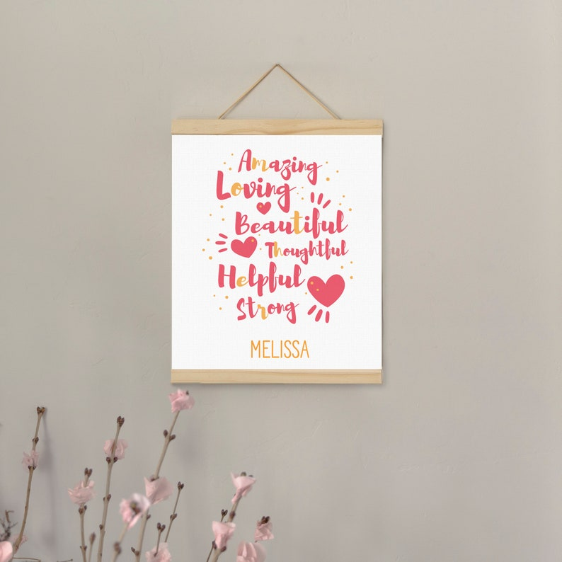 Personalized Gift for Mom and Grandma | Hanging Canvas Sign, Pine 12x18 | Unique Mother’s Day Gift, Birthday Gift, Mother of the Bride Gift
