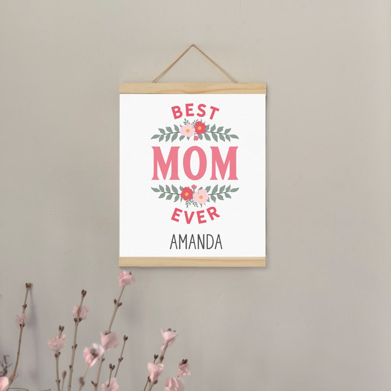 Personalized Gift for Mom and Grandma | Hanging Canvas Sign, Pine 12x18 | Unique Mother’s Day Gift, Birthday Gift, Mother of the Bride Gift