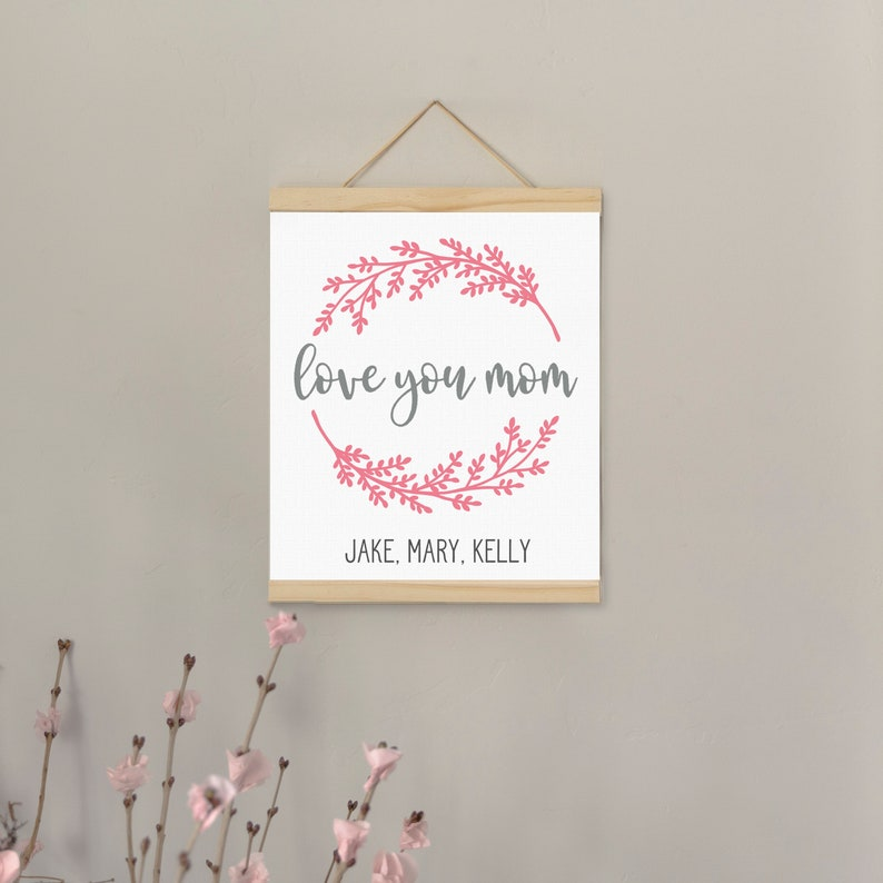 Personalized Gift for Mom and Grandma | Hanging Canvas Sign, Pine 12x18 | Unique Mother’s Day Gift, Birthday Gift, Mother of the Bride Gift