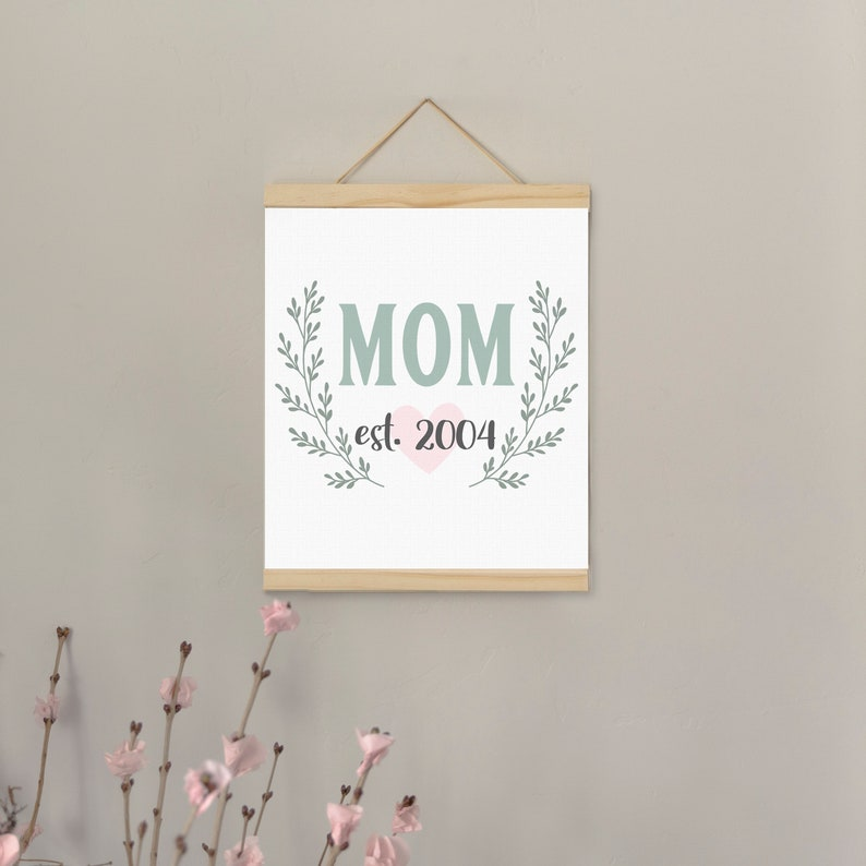 Personalized Gift for Mom and Grandma | Hanging Canvas Sign, Pine 12x18 | Unique Mother’s Day Gift, Birthday Gift, Mother of the Bride Gift