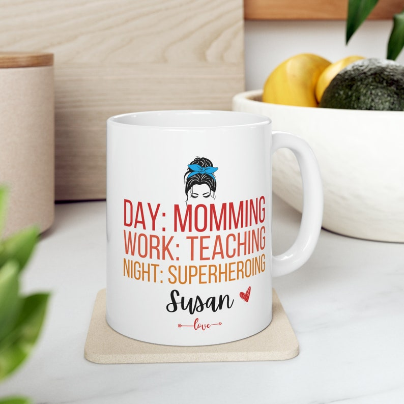 Best Teacher Mom Mug – “Best Teacher Ever” Coffee Cup, Mother’s Day & Teacher Appreciation Gift