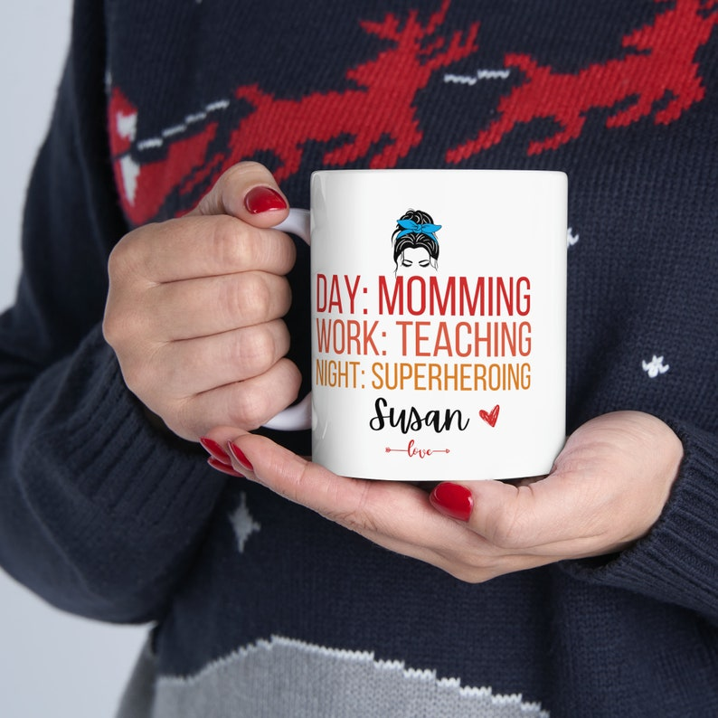 Best Teacher Mom Mug – “Best Teacher Ever” Coffee Cup, Mother’s Day & Teacher Appreciation Gift