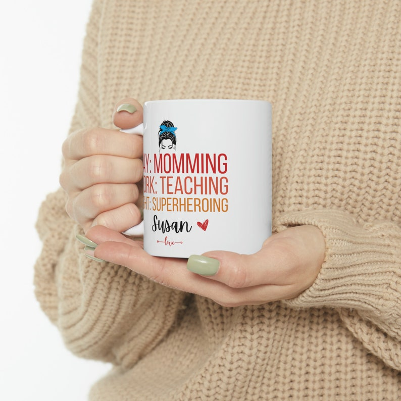 Best Teacher Mom Mug – “Best Teacher Ever” Coffee Cup, Mother’s Day & Teacher Appreciation Gift