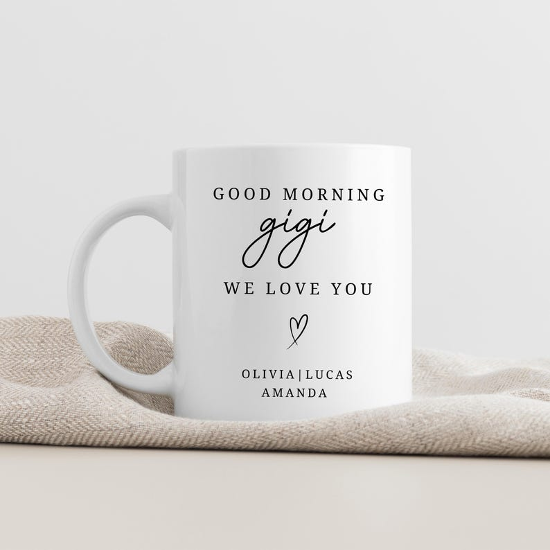 Personalized Grandma Coffee Mug – Custom Gift from Grandchildren, Cute Morning Cup for Gigi or Mama