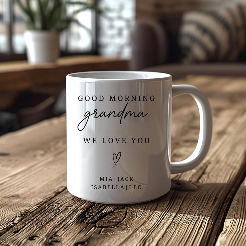 Personalized Grandma Coffee Mug – Custom Gift from Grandchildren, Cute Morning Cup for Gigi or Mama