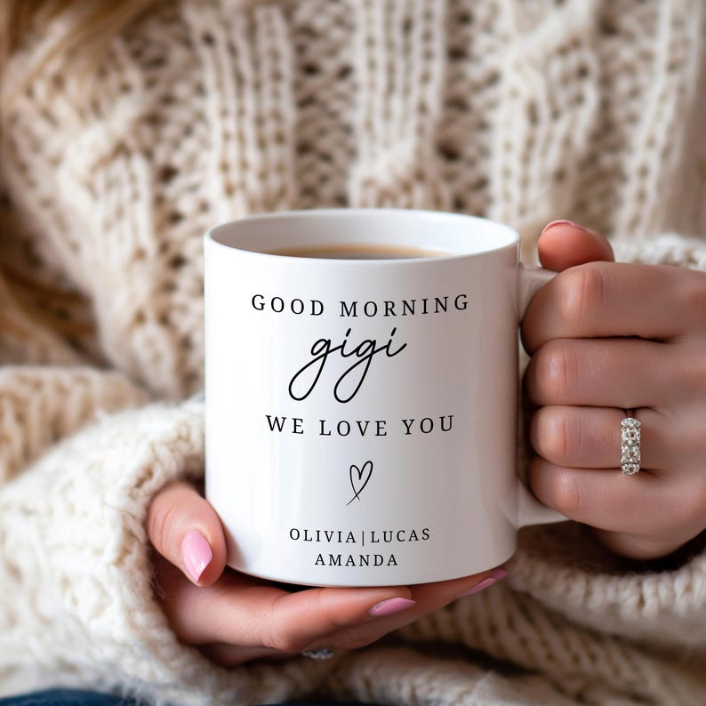 Personalized Grandma Coffee Mug – Custom Gift from Grandchildren, Cute Morning Cup for Gigi or Mama