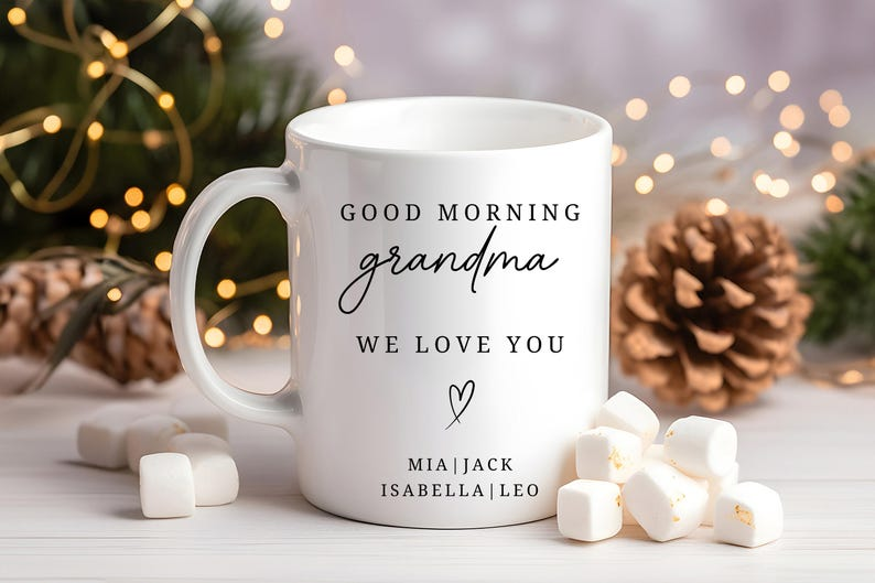 Personalized Grandma Coffee Mug – Custom Gift from Grandchildren, Cute Morning Cup for Gigi or Mama