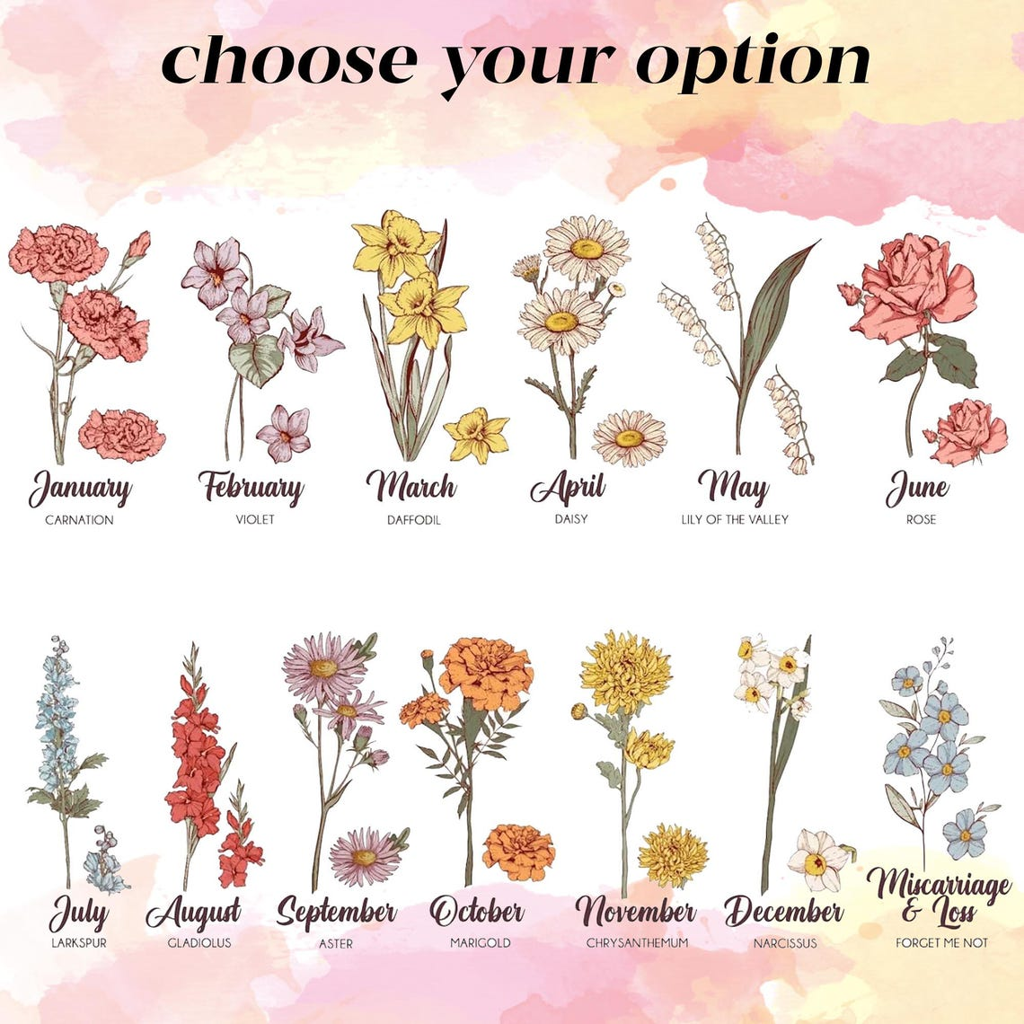 Custom Family Birth Flowers Glass Suncatcher, Mom’s Garden Stained Glass Art, Mother’s Day Botanical Gift for Grandma’s Home Decor