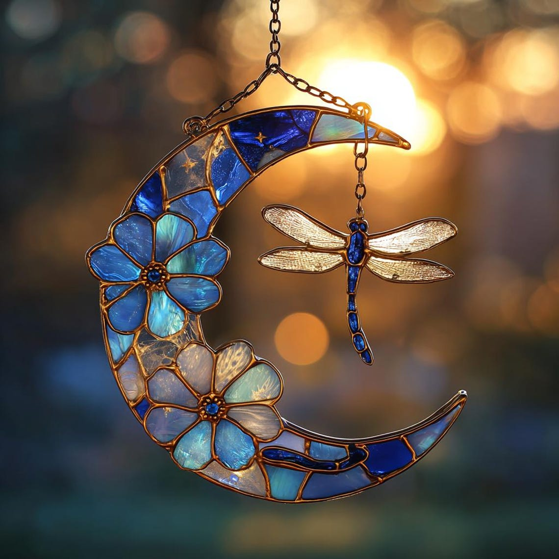 Dragonfly Moon Acrylic Suncatcher Ornament, Custom Name Dragonfly Suncatcher, Gift for Mom, Remembrance Gift, Memorial Suncatcher