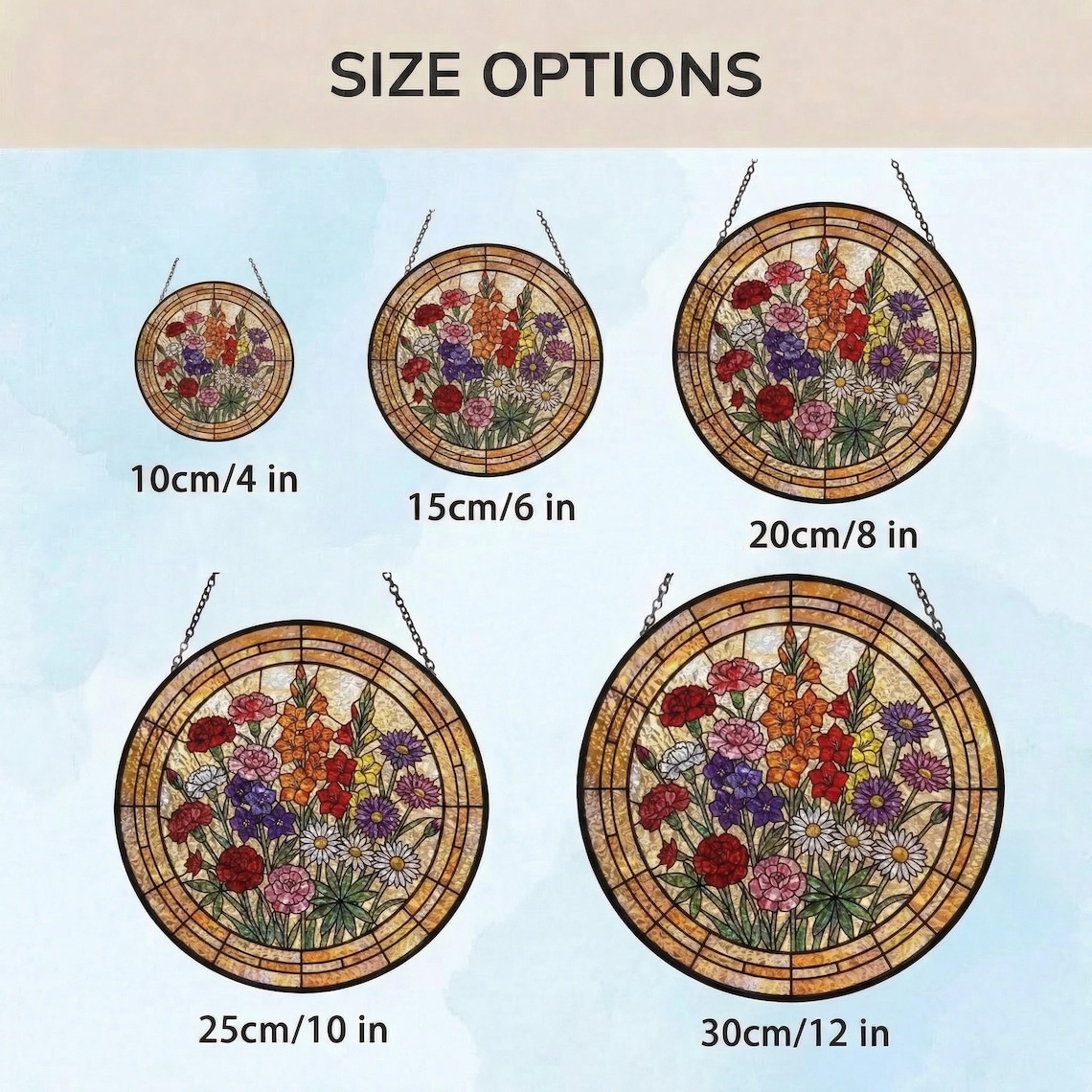 Personalized Grandma Suncatcher, Birth Flower Stained Glass Window Hanging, Mothers Day Gift for Nana