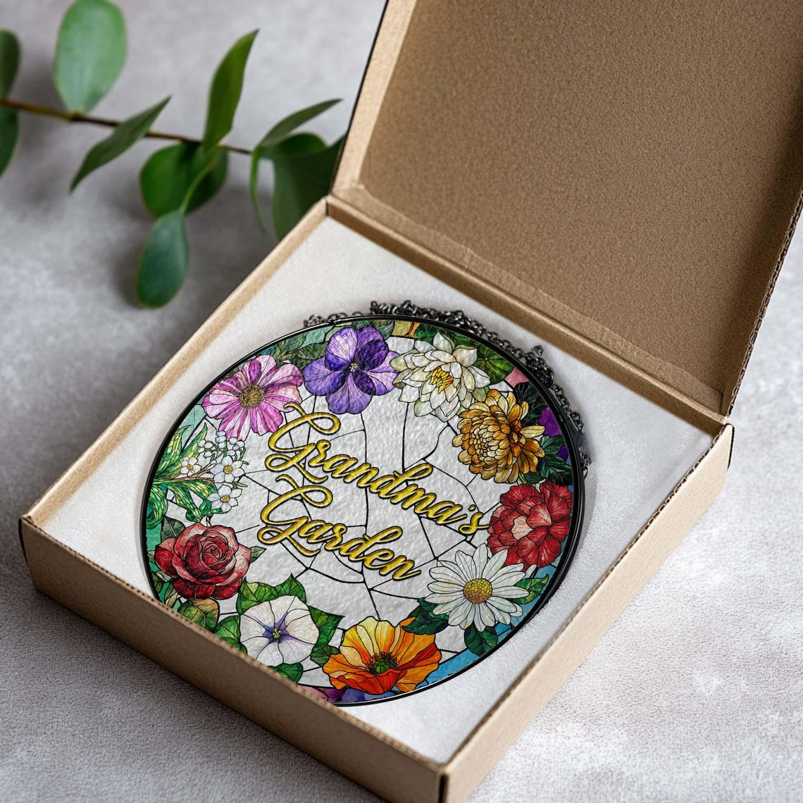 Family Birth Flower Stained Glass Suncatcher Birth Month Flowers Personalized Window Hangings Grandmas Garden Mothers Day Gift