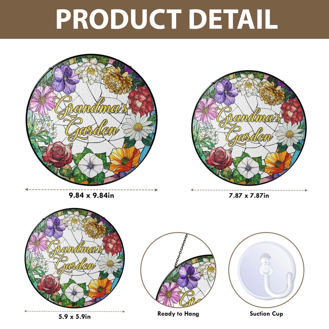 Family Birth Flower Stained Glass Suncatcher Birth Month Flowers Personalized Window Hangings Grandmas Garden Mothers Day Gift