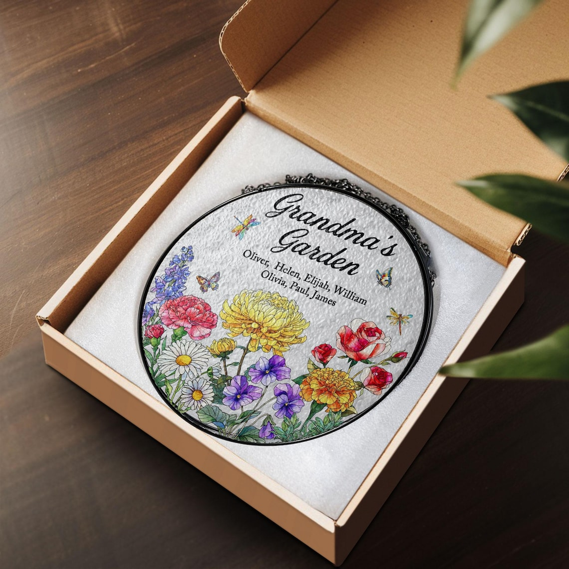 Custom Birth Month Flowers Suncatcher, Grandmas Garden Suncatcher, Grandma Gift from Grandkids, Mothers Day Gift for Grammy, Nanny, Mimi