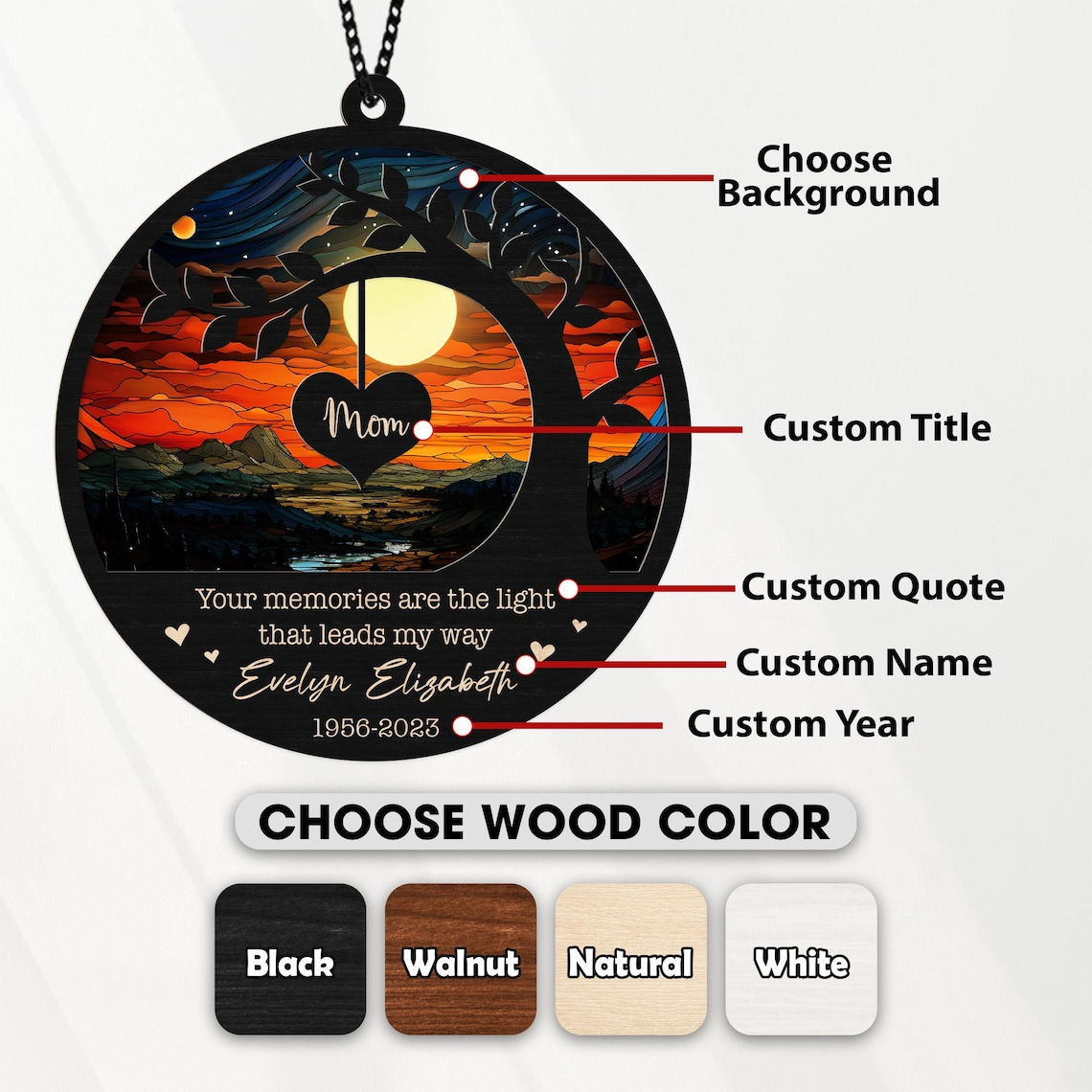 Mom Memorial Suncatcher, Loss Of Mom Sympathy Gift, Memorial Suncatcher, Mother in Heaven, Loss Mother Day, Remembrance, Sympathy Keepsake