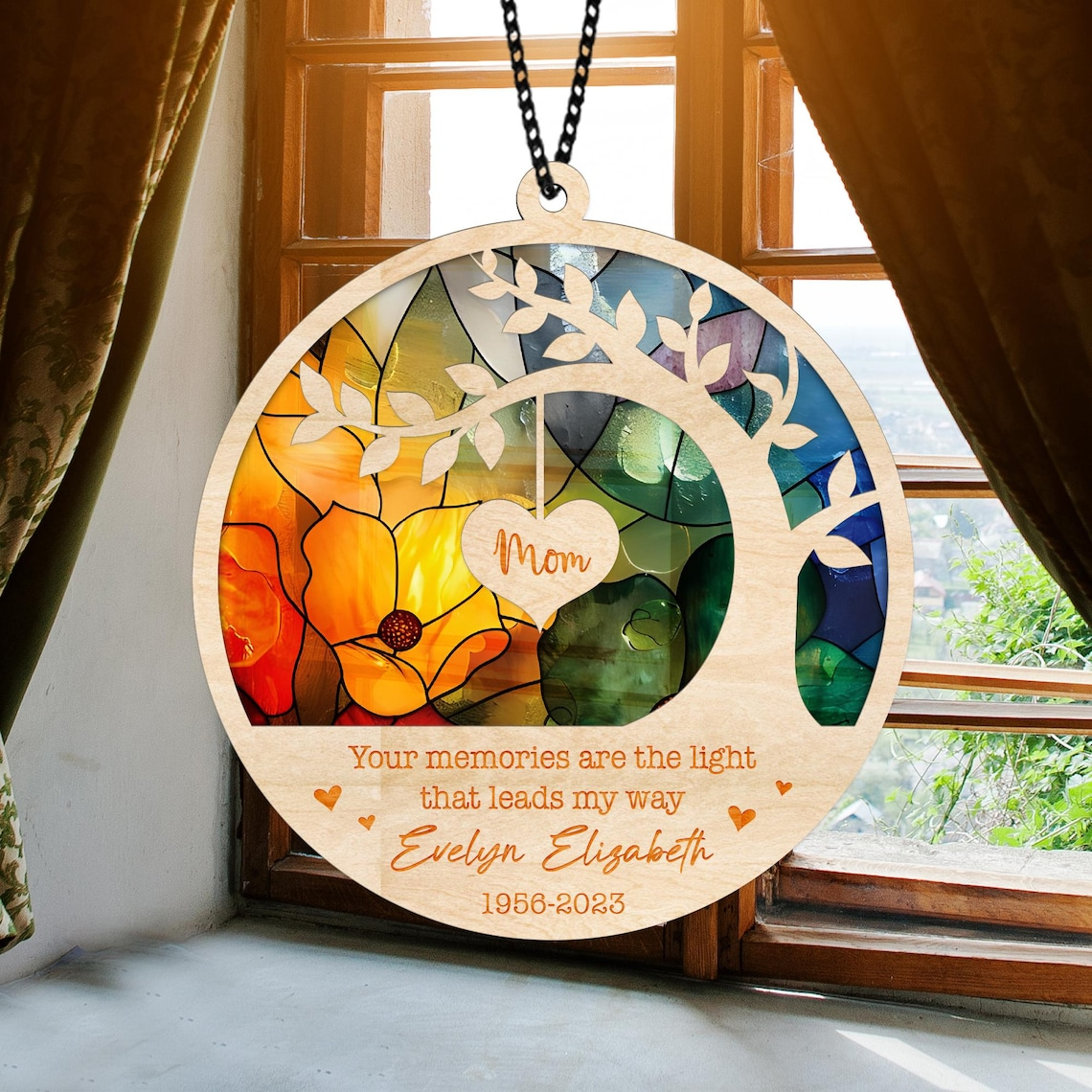 Mom Memorial Suncatcher, Loss Of Mom Sympathy Gift, Memorial Suncatcher, Mother in Heaven, Loss Mother Day, Remembrance, Sympathy Keepsake