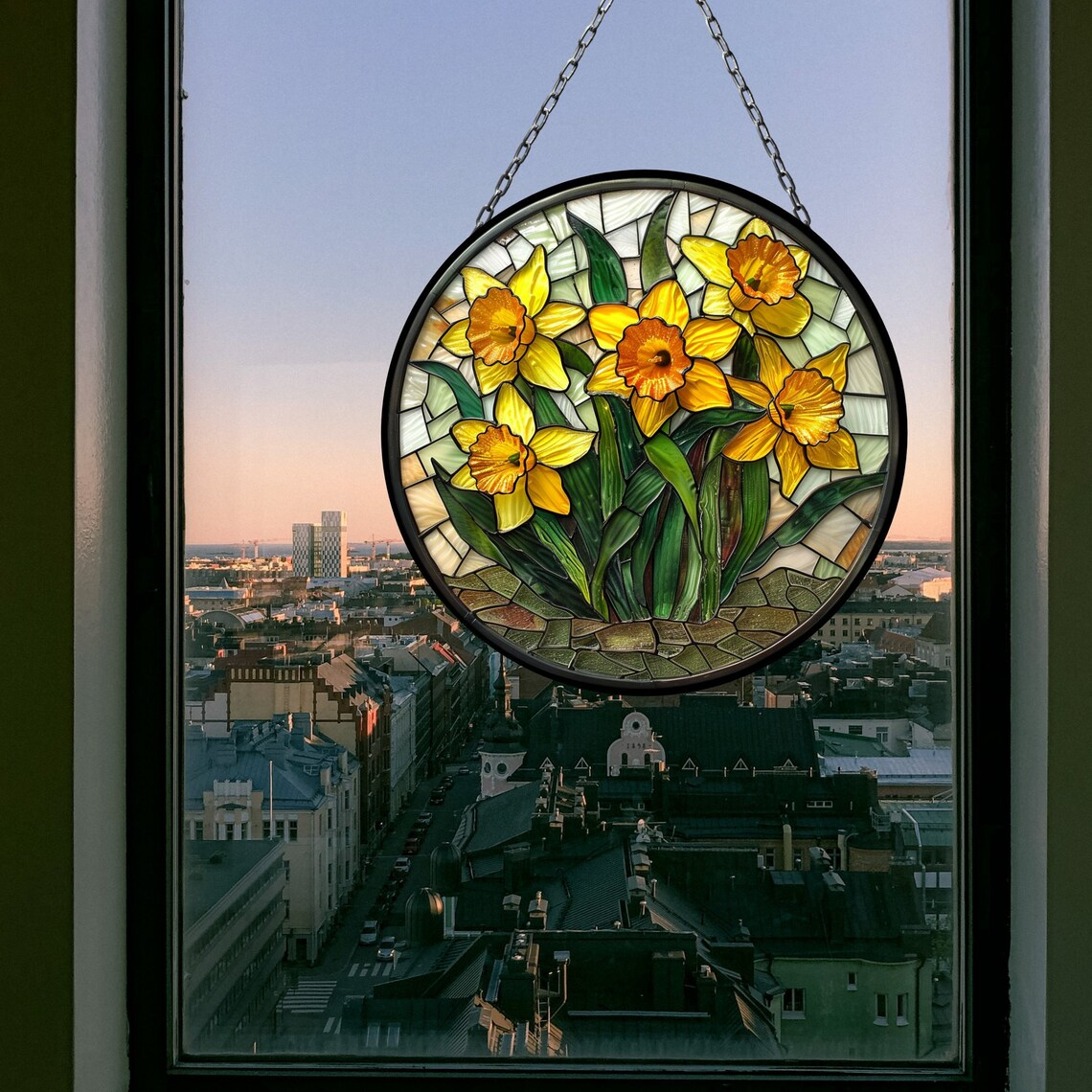 Daffodil March Beautiful Birth Month Suncatcher for Mothers Day Birthday Gift for Her Mom Wife Mother Grandmother