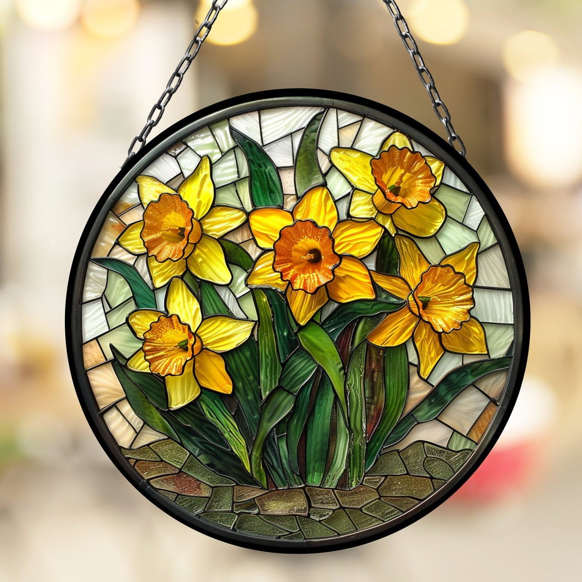 Daffodil March Beautiful Birth Month Suncatcher for Mothers Day Birthday Gift for Her Mom Wife Mother Grandmother