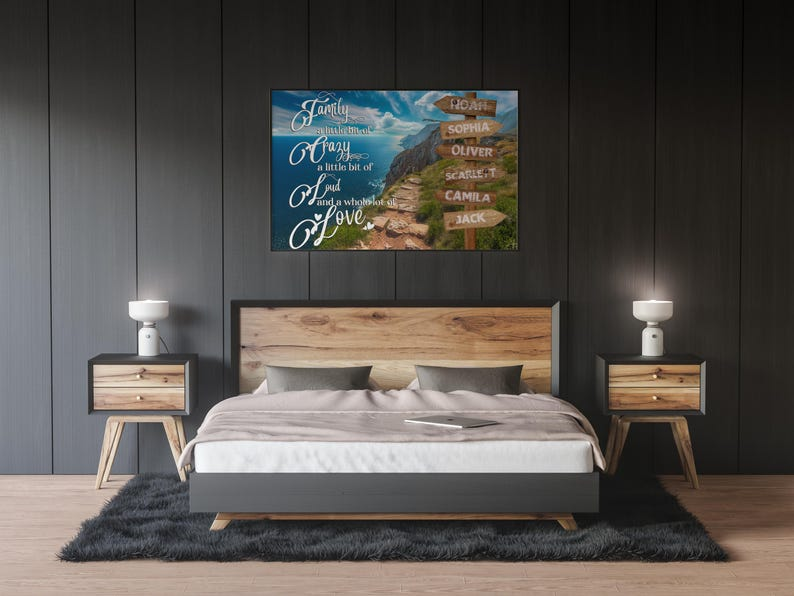 Custom Family Names Canvas Sign: Personalized Street Sign Wall Art