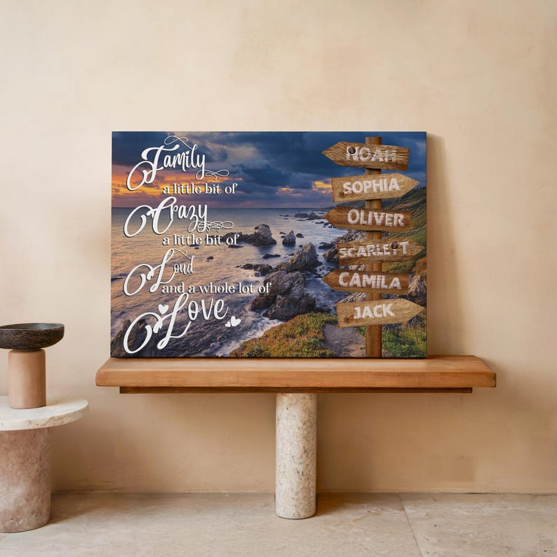 Custom Family Names Canvas Sign: Personalized Street Sign Wall Art