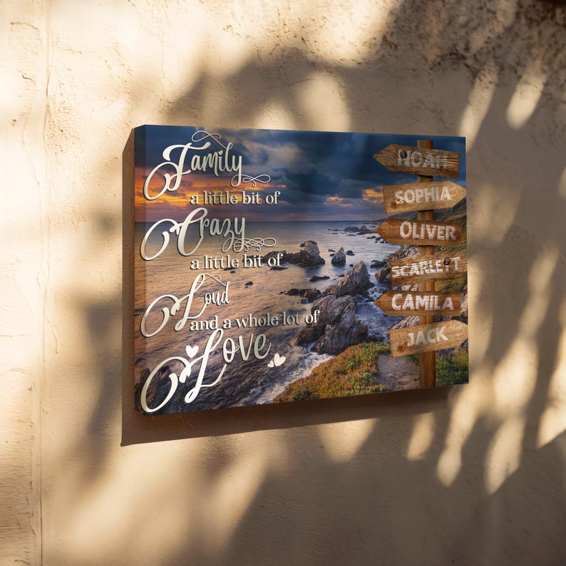 Custom Family Names Canvas Sign: Personalized Street Sign Wall Art
