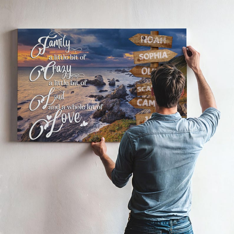 Custom Family Names Canvas Sign: Personalized Street Sign Wall Art