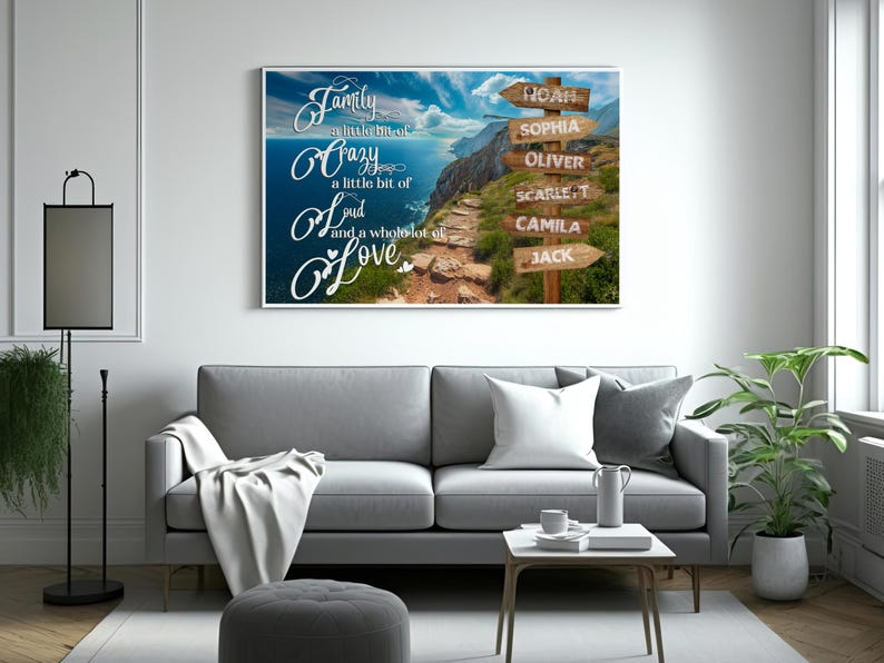 Custom Family Names Canvas Sign: Personalized Street Sign Wall Art
