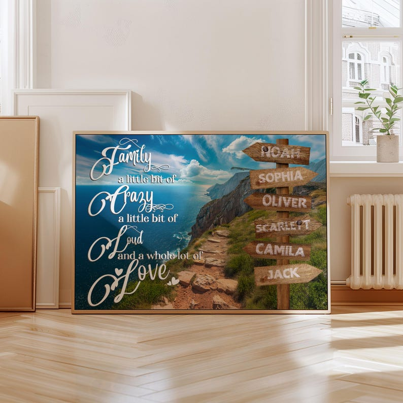 Custom Family Names Canvas Sign: Personalized Street Sign Wall Art