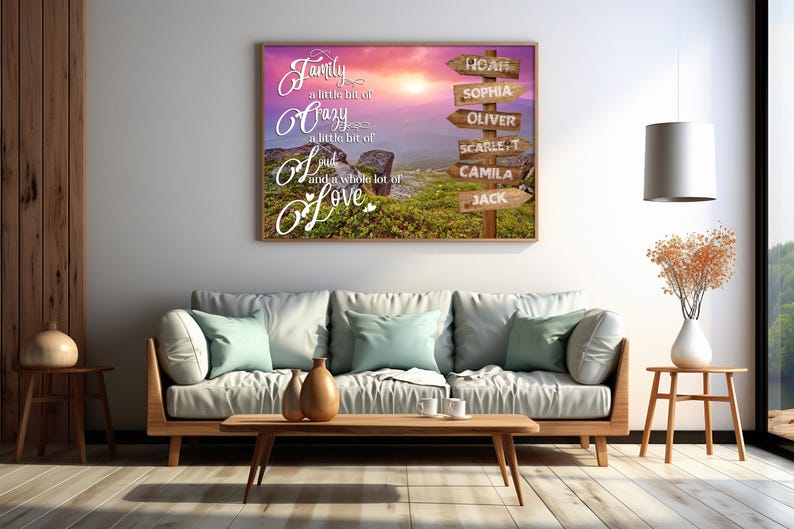 Custom Family Names Canvas Sign: Personalized Street Sign Wall Art