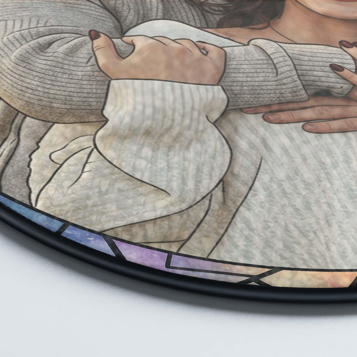 Custom Couple Photo Stained Glass, Wedding Anniversary Suncatcher, Family Potrait Window Decor Gift For Husband Wife, Grandparents Gift