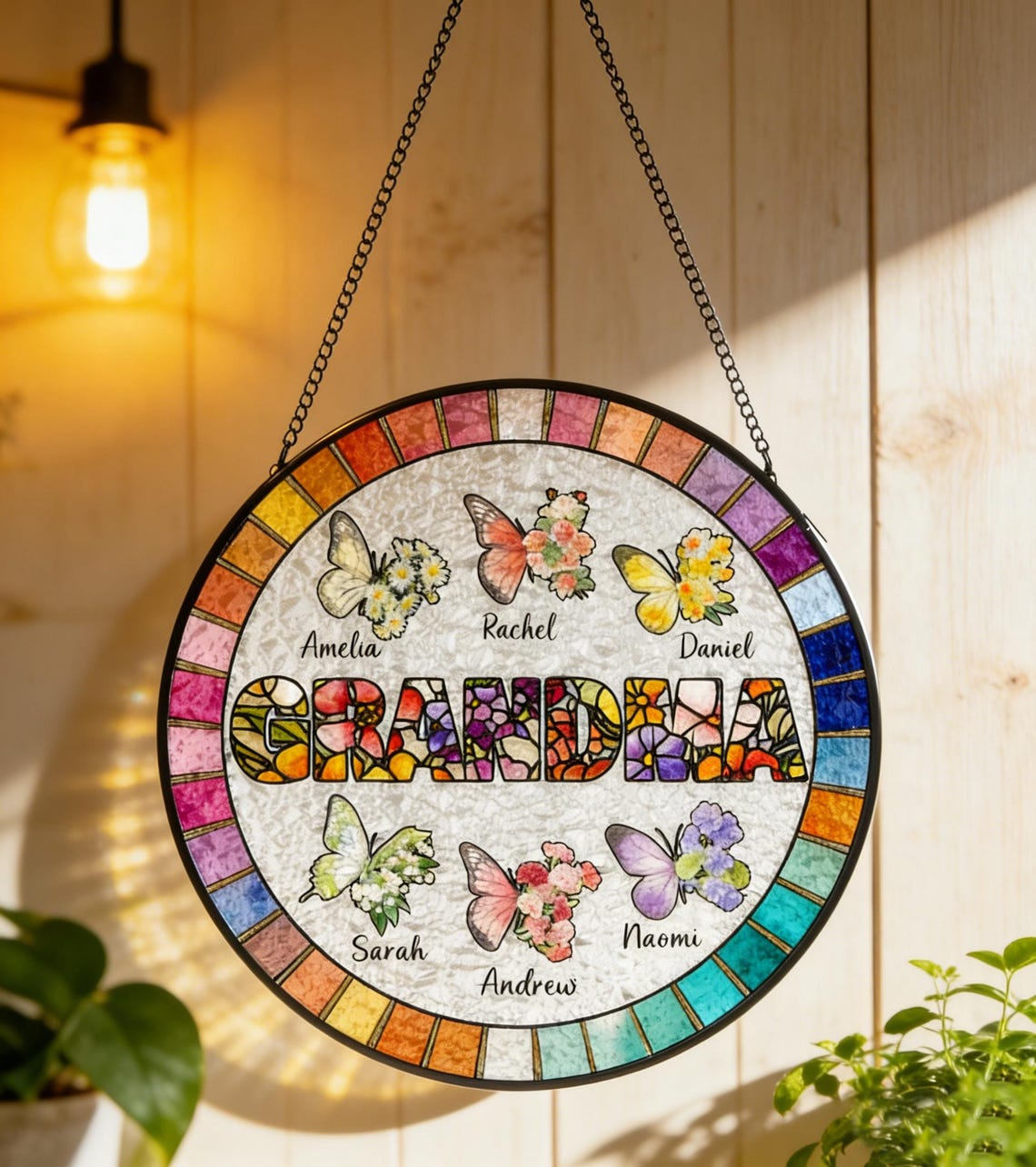 Custom Glass Suncatcher, Mother's Day Gift for Grandma, Butterfly ...