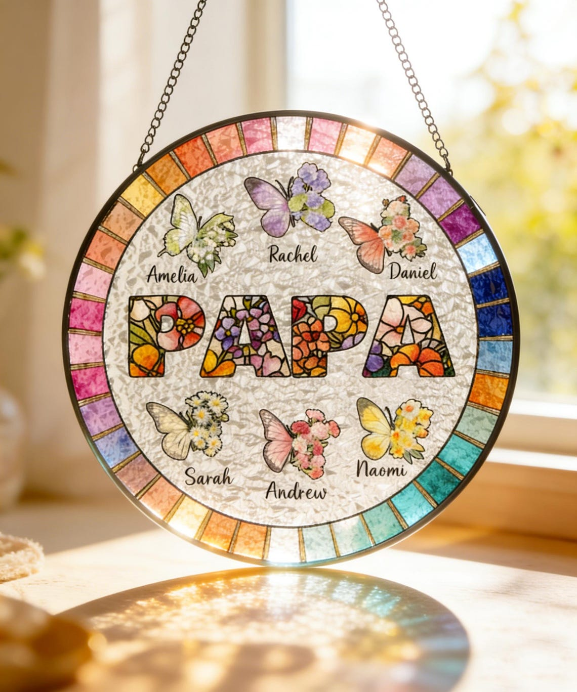 Custom Glass Suncatcher, Mother's Day Gift for Grandma, Butterfly ...