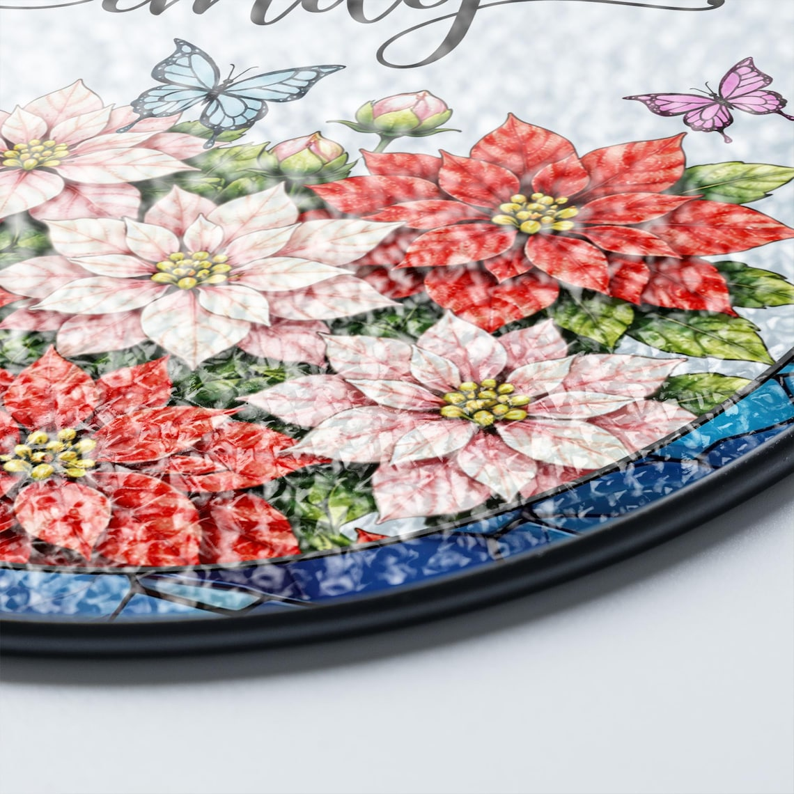 Custom Birth Month Flower Glass Suncatcher, Mother's Day Gift, Grandma's Garden Decor, Stained Glass Flower Window Hanging, Names Gift