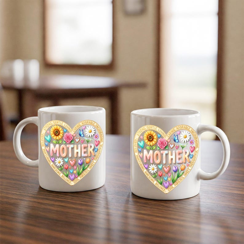 Ceramic Mug: Mother Heart Floral Design