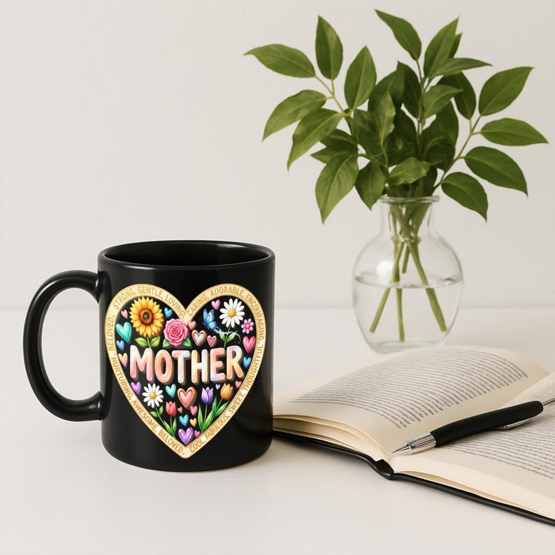 Ceramic Mug: Mother Heart Floral Design