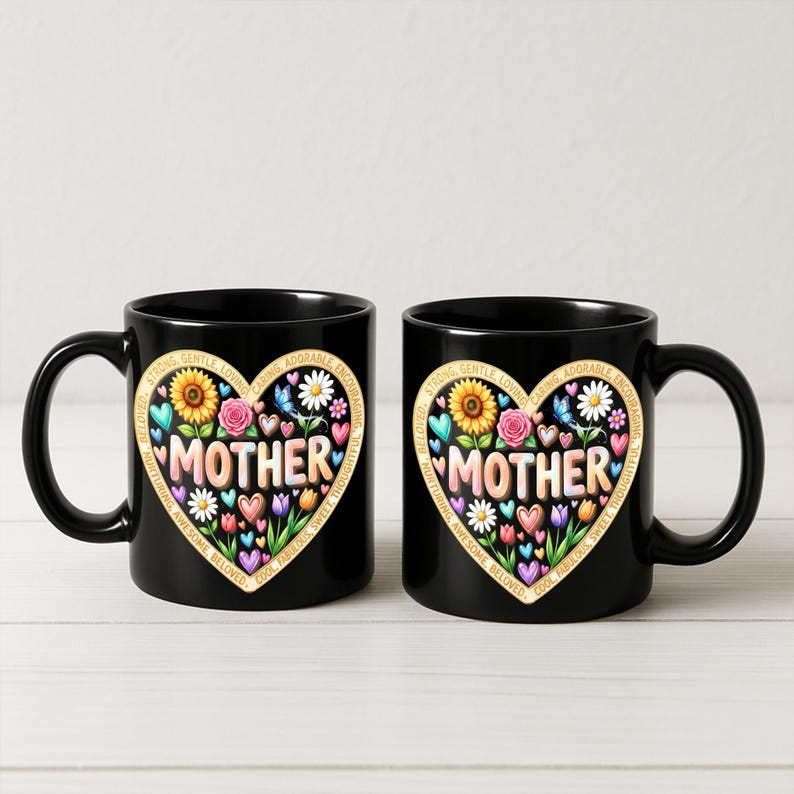 Ceramic Mug: Mother Heart Floral Design