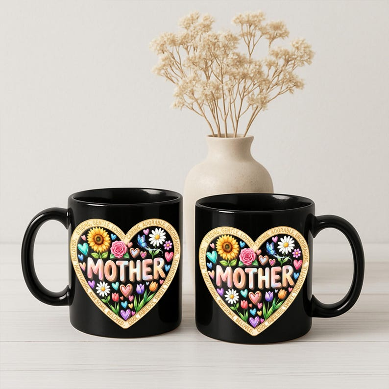 Ceramic Mug: Mother Heart Floral Design